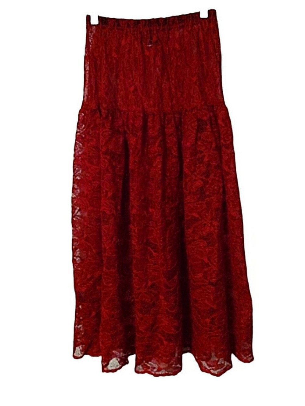 Vintage Sheer Red Lace Skirt Small EXTRA LONG Maxi Koala Blue 1990 RARE